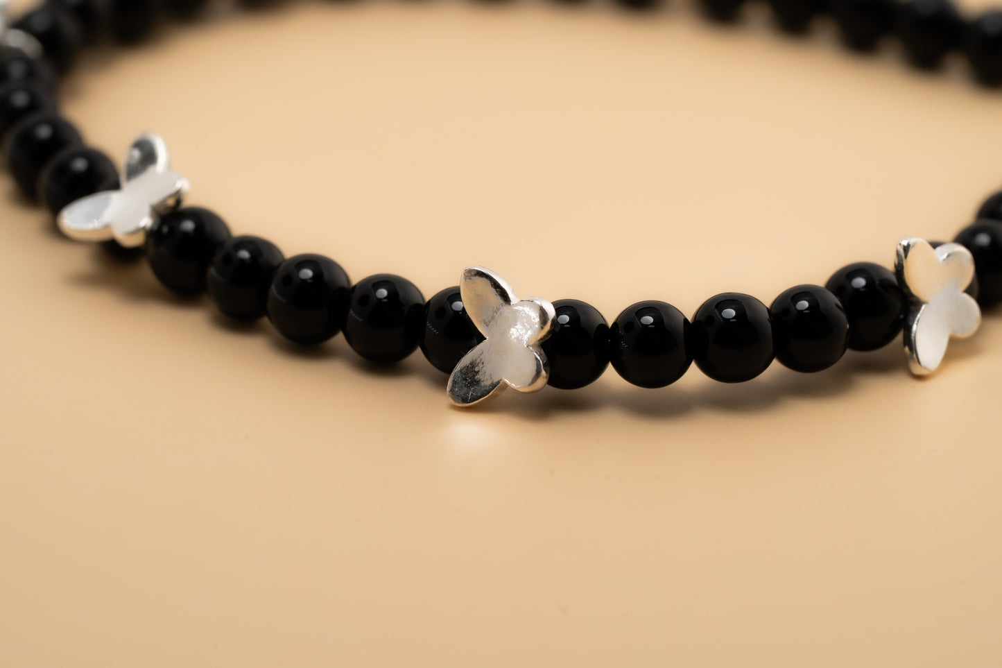 Butterfly Noir Handmade Beaded Bracelet