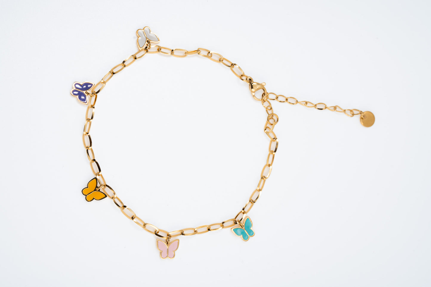 Colorful Enamel Butterfly Charm Bracelet