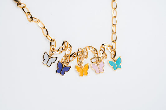 Colorful Enamel Butterfly Charm Bracelet