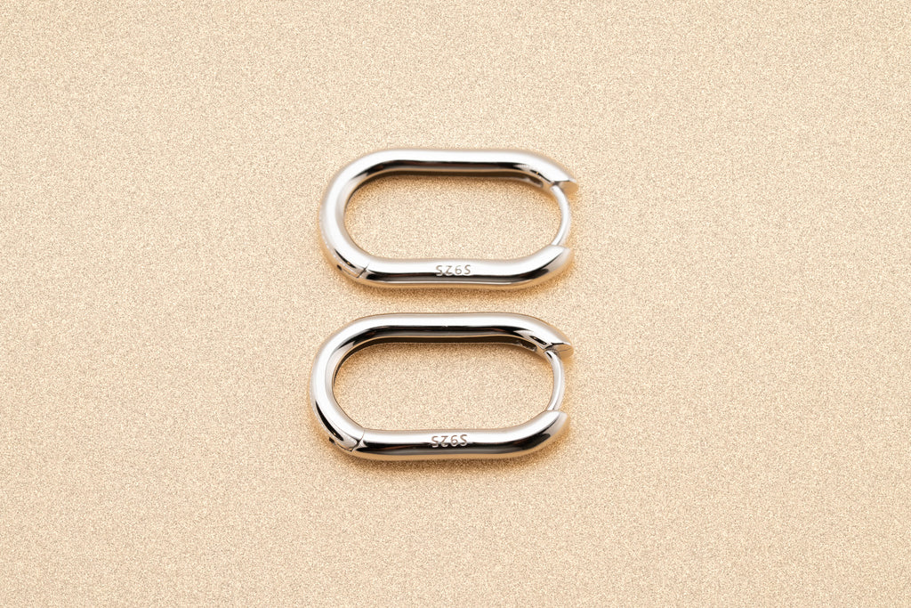 Sterling Silver Oval Round Clip Earrings