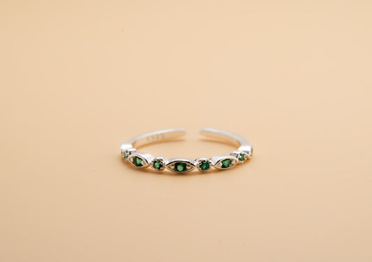 Emerald Elegance Geometric Zircon Ring