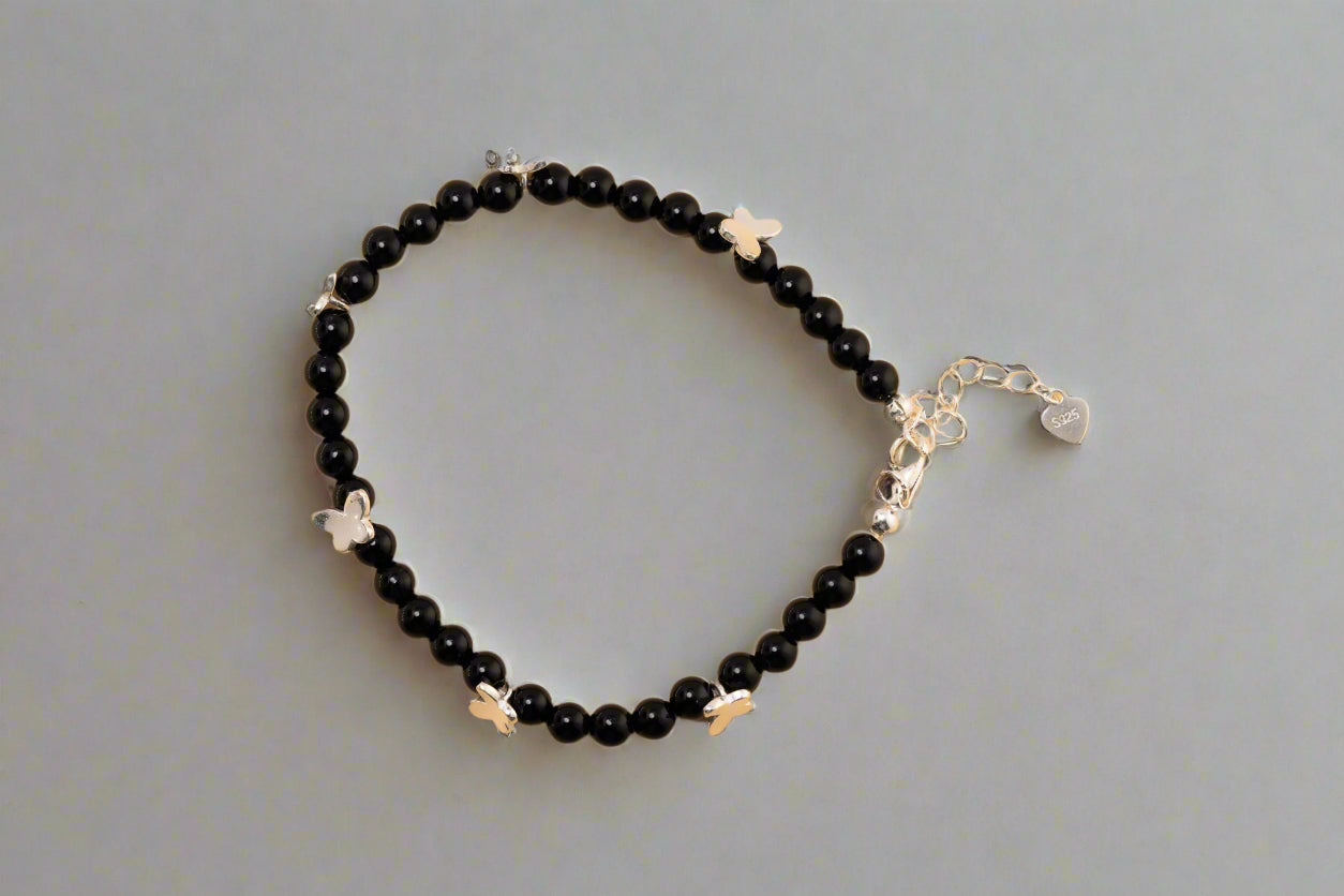 Butterfly Noir Handmade Beaded Bracelet