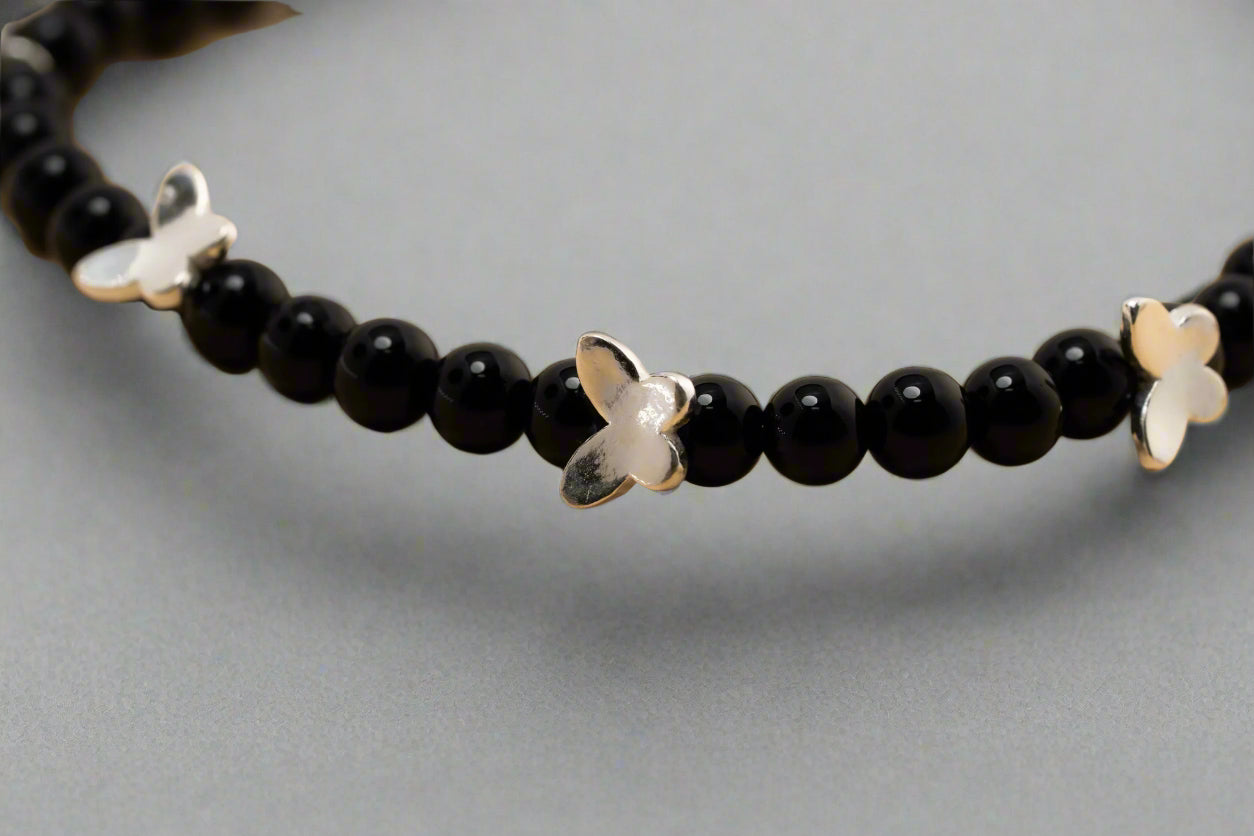 Butterfly Noir Handmade Beaded Bracelet