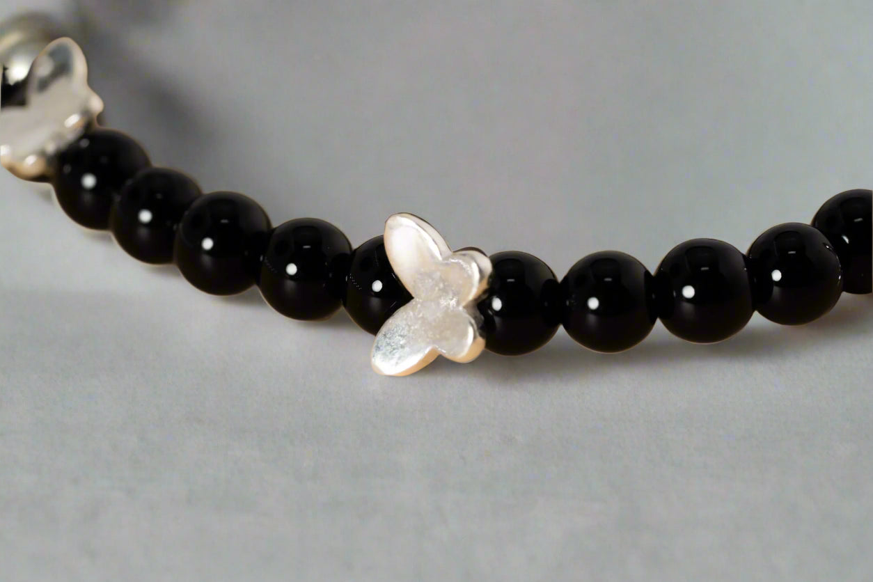 Butterfly Noir Handmade Beaded Bracelet