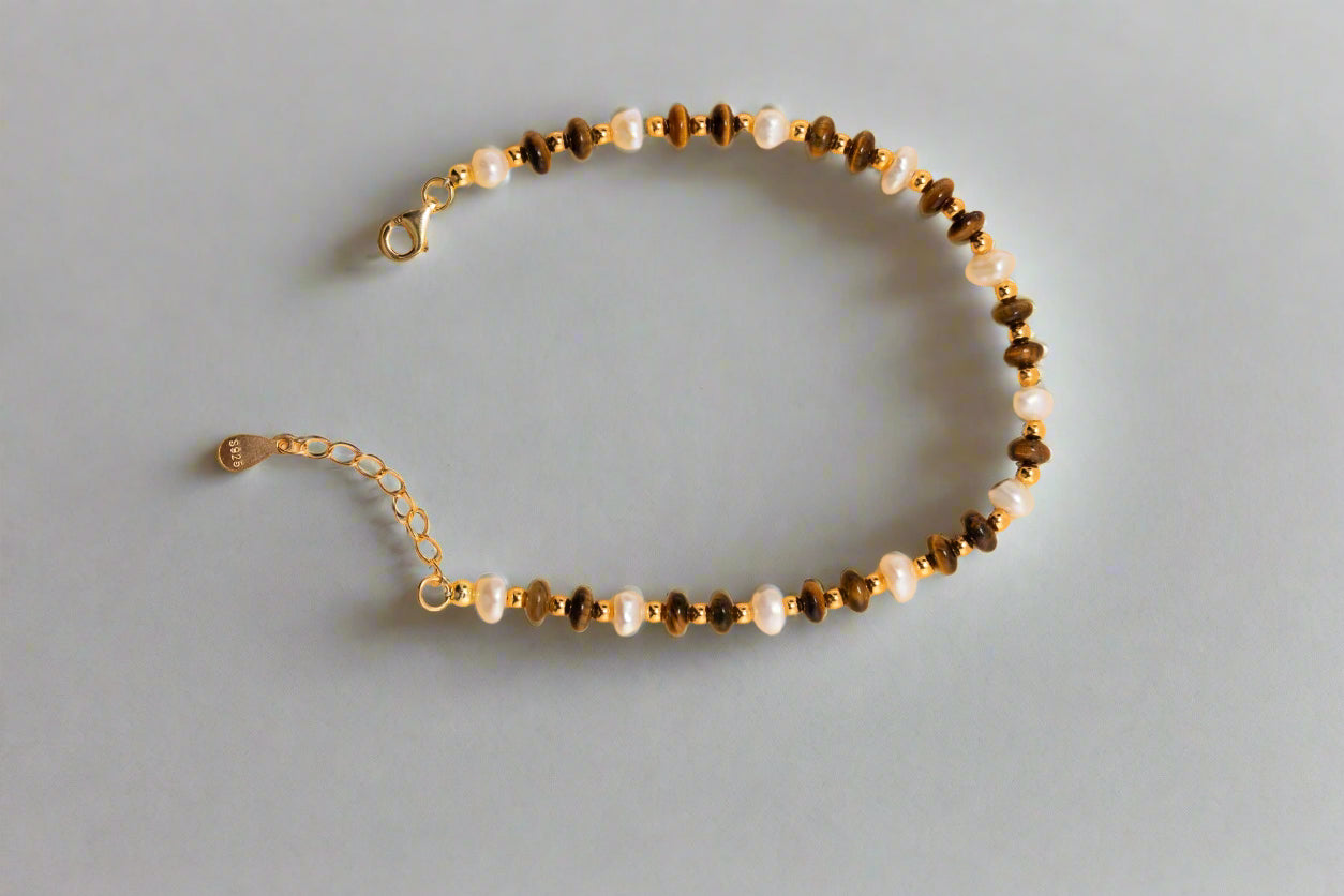 Golden Tiger's Charm Beaded Bracelet