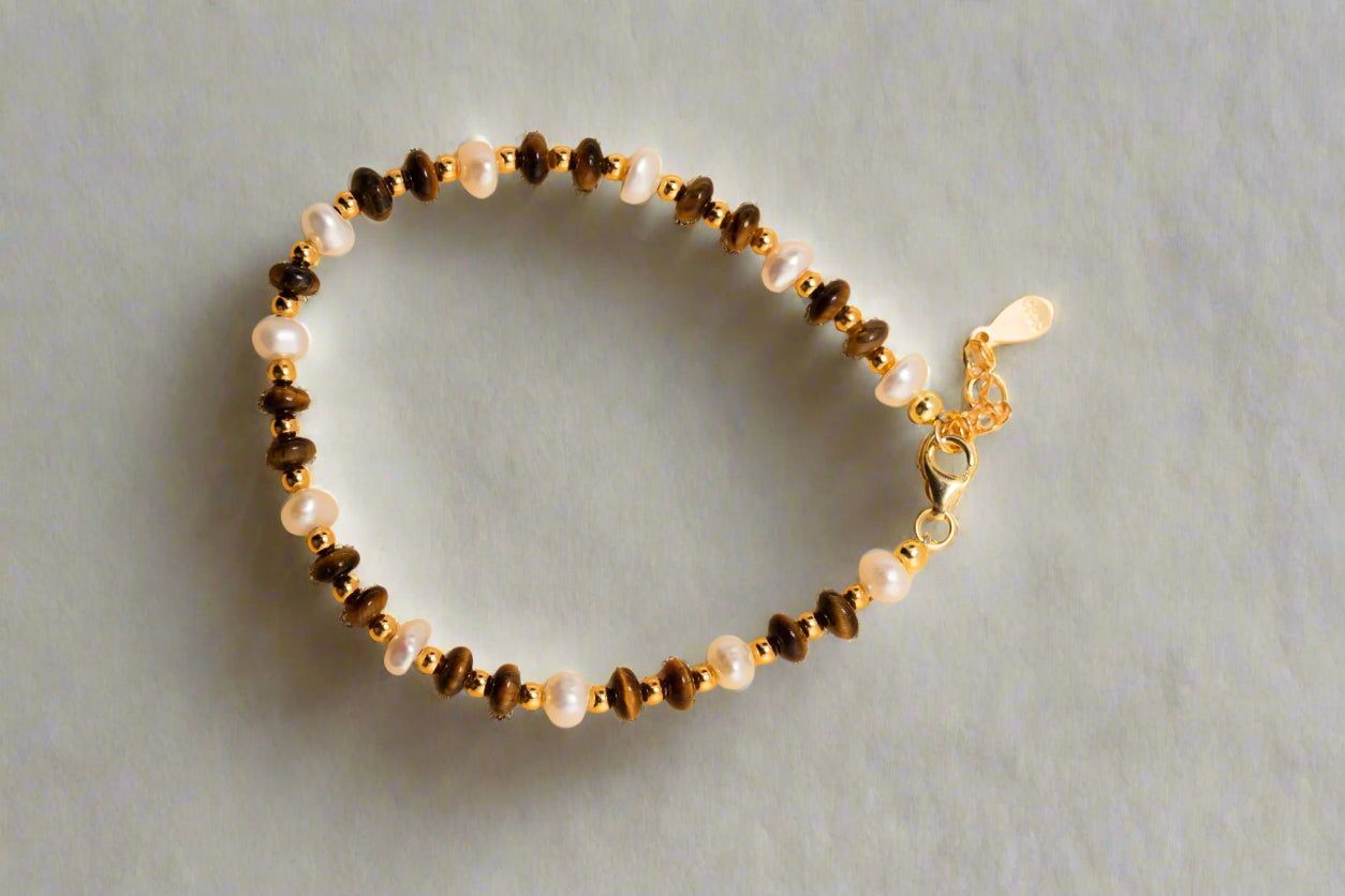 Golden Tiger's Charm Beaded Bracelet