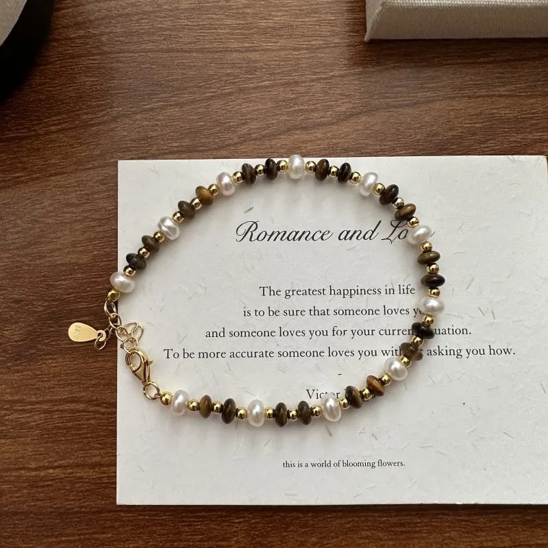 Golden Tiger's Charm Beaded Bracelet