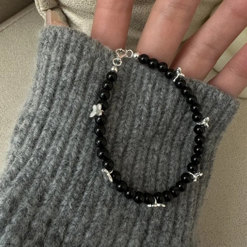 Butterfly Noir Handmade Beaded Bracelet