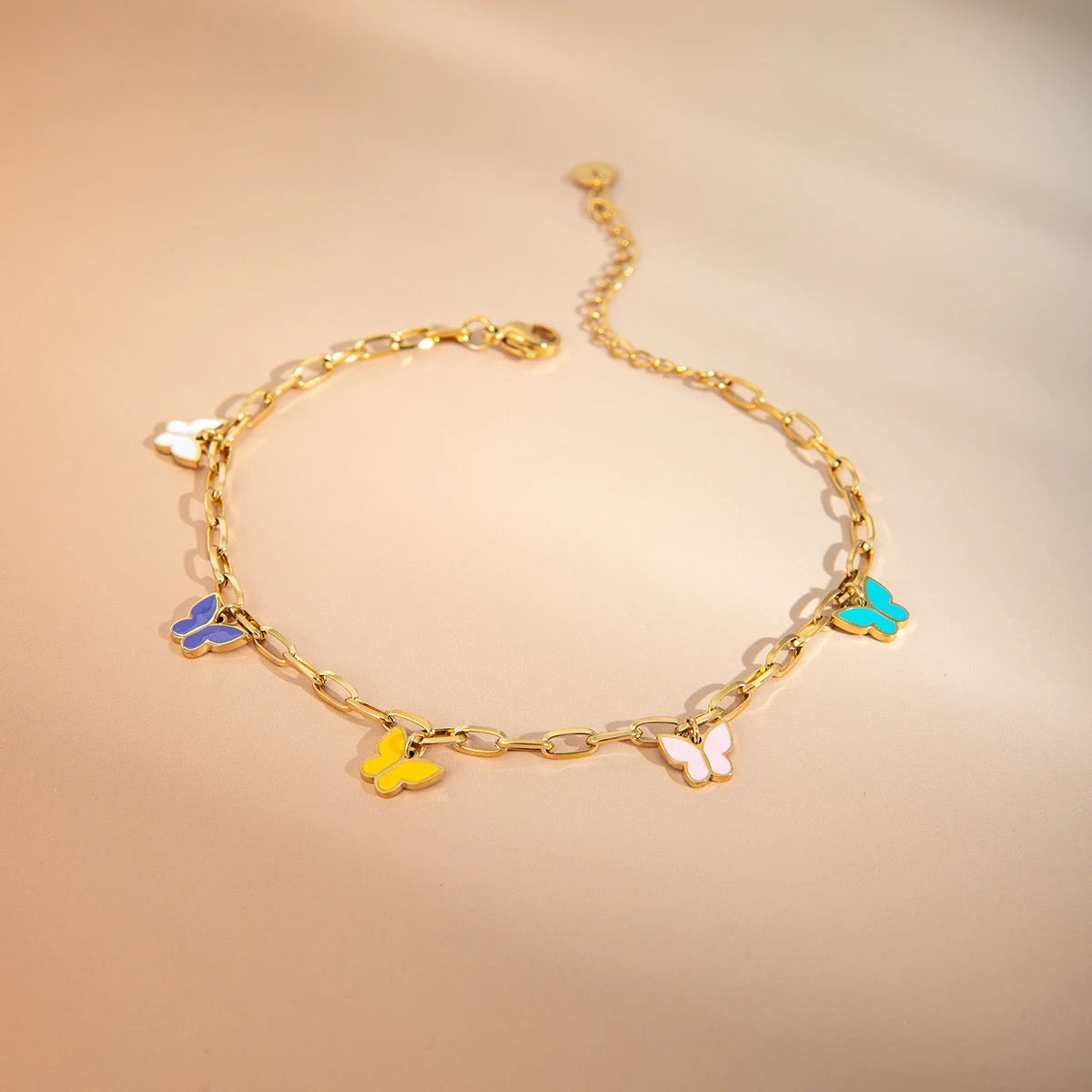 Colorful Enamel Butterfly Charm Bracelet